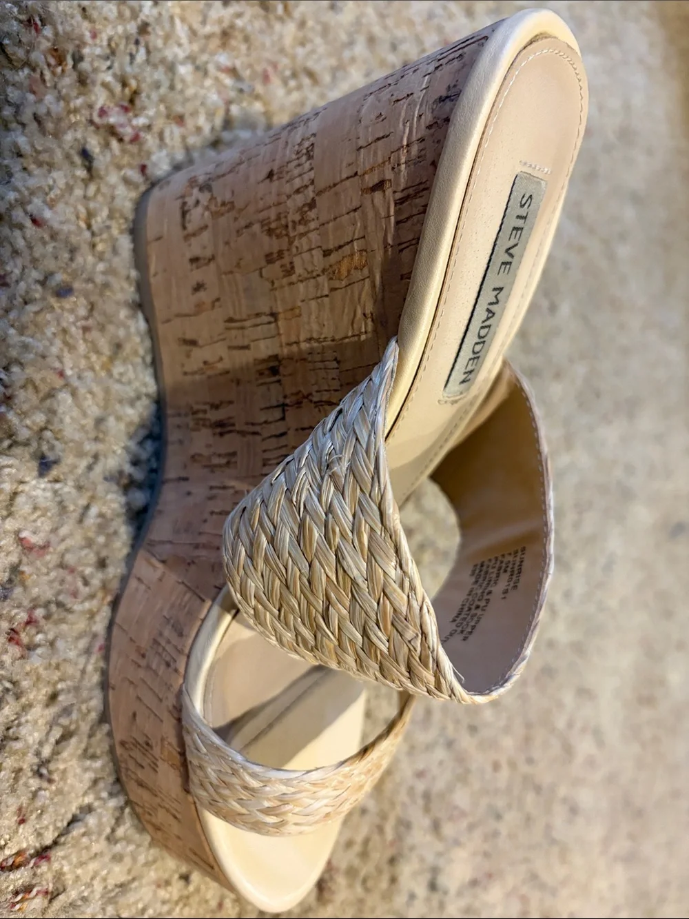 Steve Madden Cream Woven Wedge Sandals